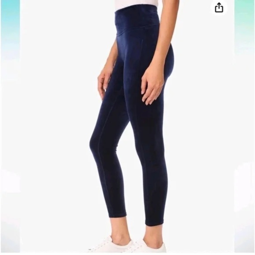 Spanx Navy Ready-To-Wow! Velvet Leggings, Size M